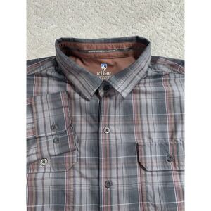 KÜHL Men's Large Plaid Long Sleeve Button Up Shirt Performance Outdoor Hiking